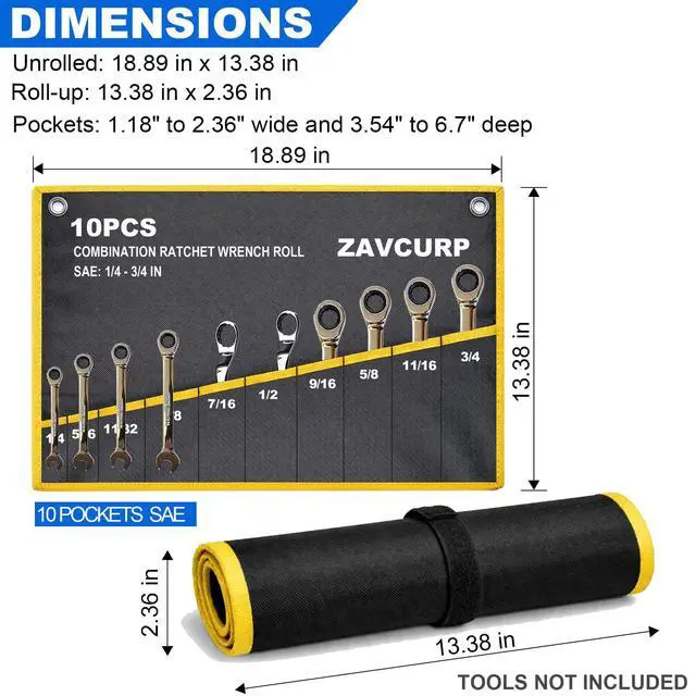 Alt view image 5 of 7 - 2PCS Wrench Roll, Wrench Roll Up Pouch Organizer, Heavy-Duty Tool Bag