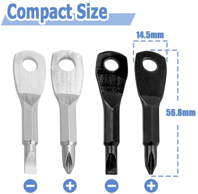 Alt view image 2 of 7 - 8 Pieces Pocket Keychain Screwdrivers, Key Chain Flathead & Phillips Screwdriver Set Portable Mini Screwdriver Repairing Tool with Keyring - Black & Silver