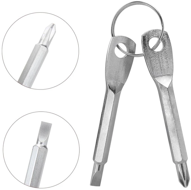 Alt view image 5 of 7 - 8 Pieces Pocket Keychain Screwdrivers, Key Chain Flathead & Phillips Screwdriver Set Portable Mini Screwdriver Repairing Tool with Keyring - Black & Silver