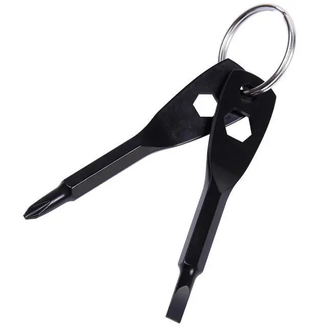 Alt view image 2 of 7 - Portable Keychain Screwdriver, 4-in-1 Multifunction Repair Tool Pocket Screwdriver Set with Phillips, Slotted and Hex Wrench, Gift for Men, Father, DIY Handyman, Electician, Women - Black