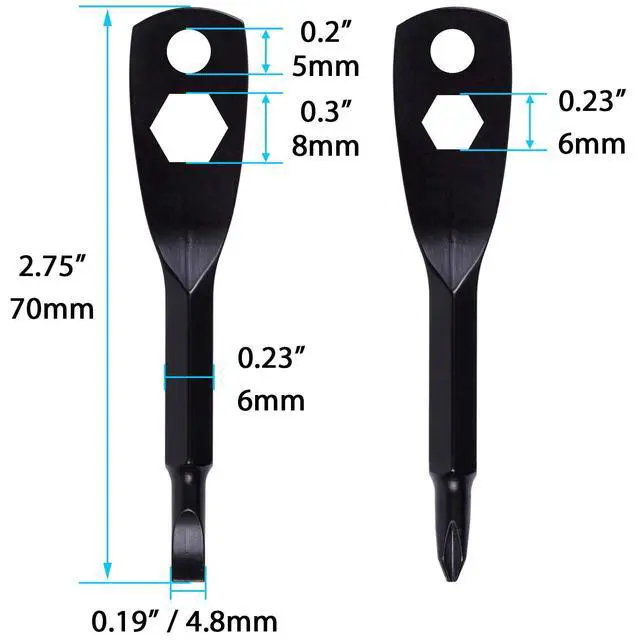 Alt view image 4 of 7 - Portable Keychain Screwdriver, 4-in-1 Multifunction Repair Tool Pocket Screwdriver Set with Phillips, Slotted and Hex Wrench, Gift for Men, Father, DIY Handyman, Electician, Women - Black