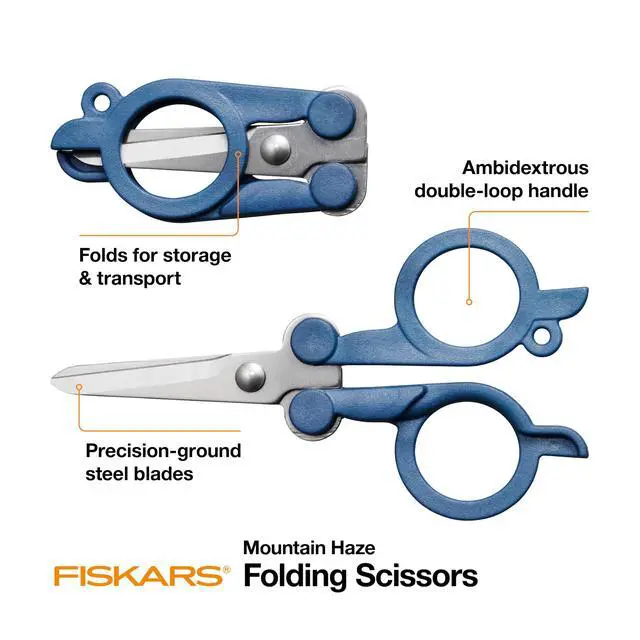 Alt view image 2 of 7 - Travel Folding Scissors, TSA-Compliant, Compact and Portable for Crafting and Quick Snips, Stainless Steel Blades, Explore Collection, Mountain Haze