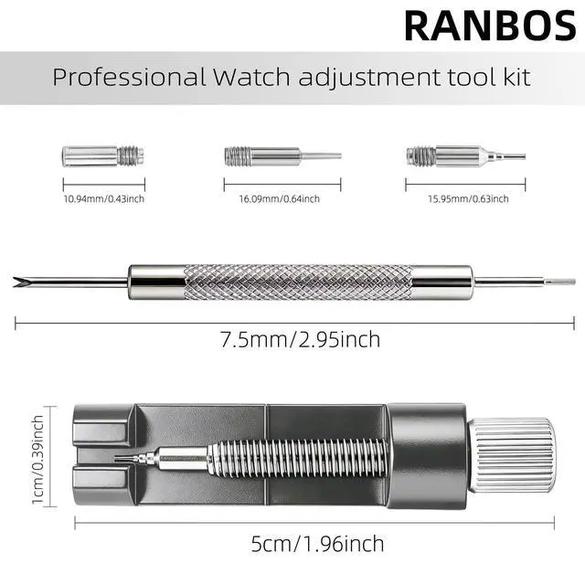 Alt view image 2 of 6 - Watch Link Removal kit, Watch Band Adjust and Pin Remover for Sizing Metal Bracelets, Professional Watch Repair Kit with Extra Replacement(Gray)