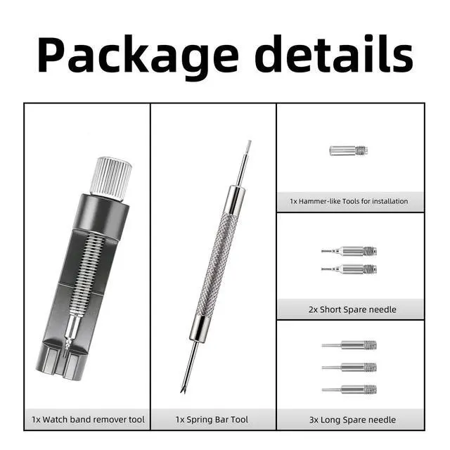 Alt view image 3 of 6 - Watch Link Removal kit, Watch Band Adjust and Pin Remover for Sizing Metal Bracelets, Professional Watch Repair Kit with Extra Replacement(Gray)