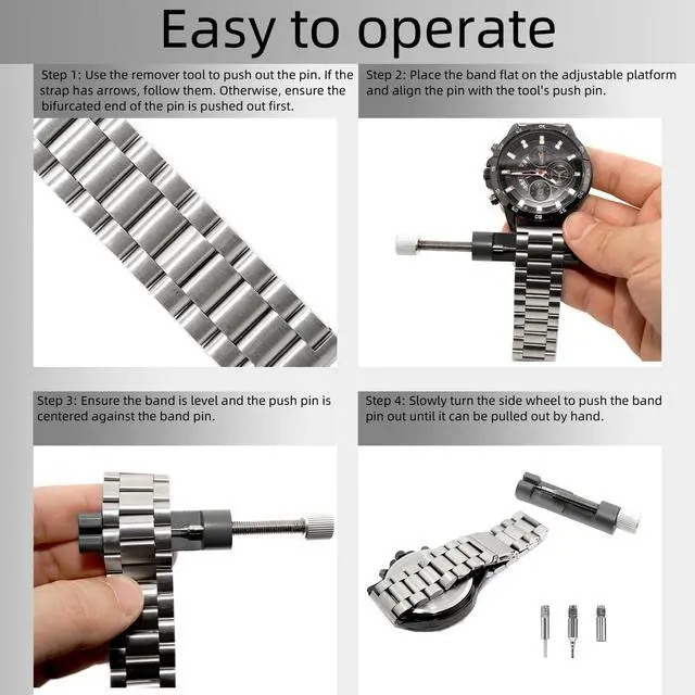 Alt view image 6 of 6 - Watch Link Removal kit, Watch Band Adjust and Pin Remover for Sizing Metal Bracelets, Professional Watch Repair Kit with Extra Replacement(Gray)