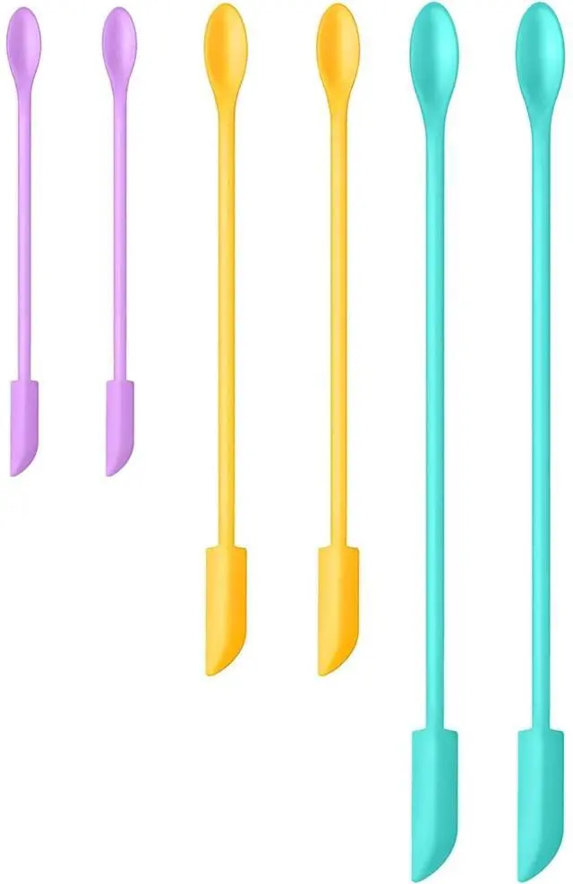 Main image of Silicone Spatula Set (6Pcs) - Mini Scraper Tool for Beauty & Food - Reach Every Last Drop, Multi-Size Spatulas for Makeup Jars, Lotion Bottles & Kitchen Containers (Color #2)