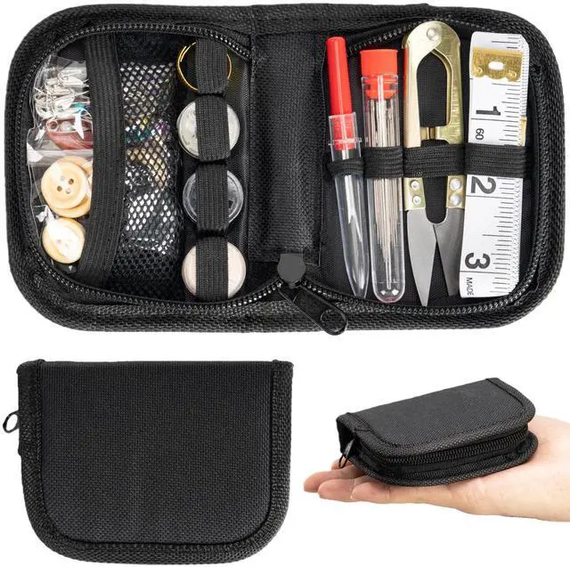 Main image of Military Survival Sewing Kit, Portable Sewing Kit with Buttons for Men or Women, Small Repair Tools with Zipper Closure in Durable Nylon Case for Travel Field Emergency (Black)