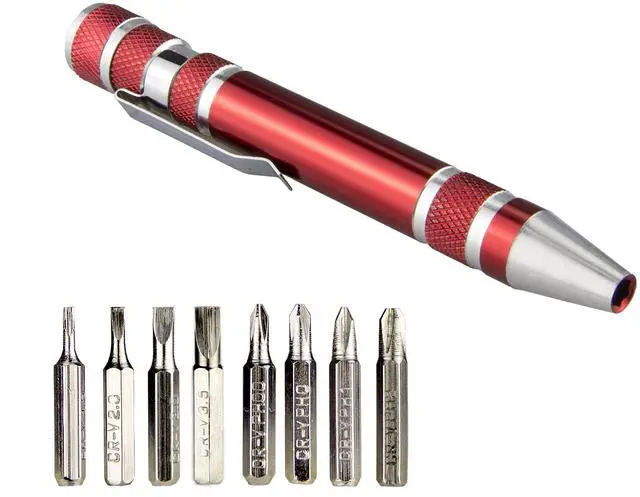 Main image of 8 in 1 Mini Screwdriver Set Small Screwdrivers Pen Magnetic Repair Tools EDC Compact Precision Gadgets for Computer Eyeglasses Daily Home Improvement Use (Red)