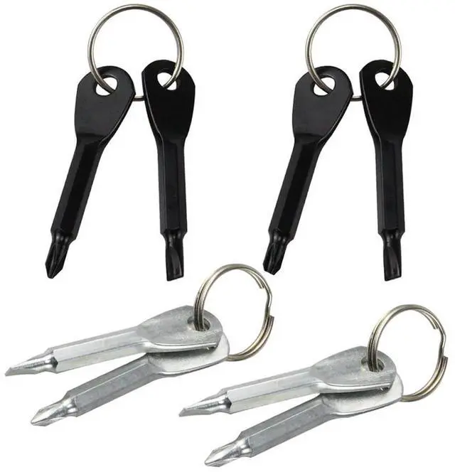 Main image of 8Pcs Mini Keychain Screwdriver, Portable Pocket Key Chain Flathead & Phillips Screwdriver Set with Key Ring, Outdoor EDC Multifunction Screwdriver Repairing Tool(Black & Silver)
