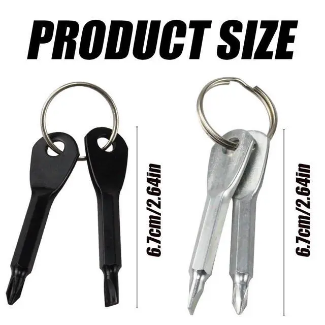 Alt view image 2 of 5 - 8Pcs Mini Keychain Screwdriver, Portable Pocket Key Chain Flathead & Phillips Screwdriver Set with Key Ring, Outdoor EDC Multifunction Screwdriver Repairing Tool(Black & Silver)