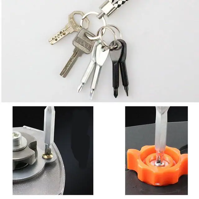 Alt view image 3 of 5 - 8Pcs Mini Keychain Screwdriver, Portable Pocket Key Chain Flathead & Phillips Screwdriver Set with Key Ring, Outdoor EDC Multifunction Screwdriver Repairing Tool(Black & Silver)