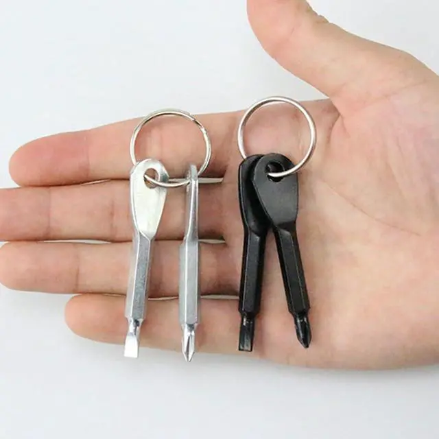 Alt view image 5 of 5 - 8Pcs Mini Keychain Screwdriver, Portable Pocket Key Chain Flathead & Phillips Screwdriver Set with Key Ring, Outdoor EDC Multifunction Screwdriver Repairing Tool(Black & Silver)