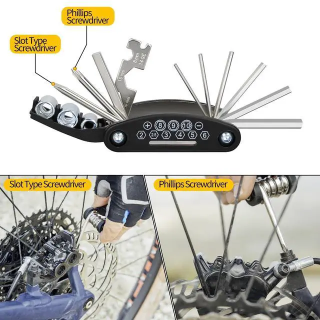 Alt view image 4 of 7 - Bike Multi Tool, 16 in 1 Bicycle Multi-Tool, Bicycle Repair Tool, Portable Foldable Bike Multitool Cycling Tool