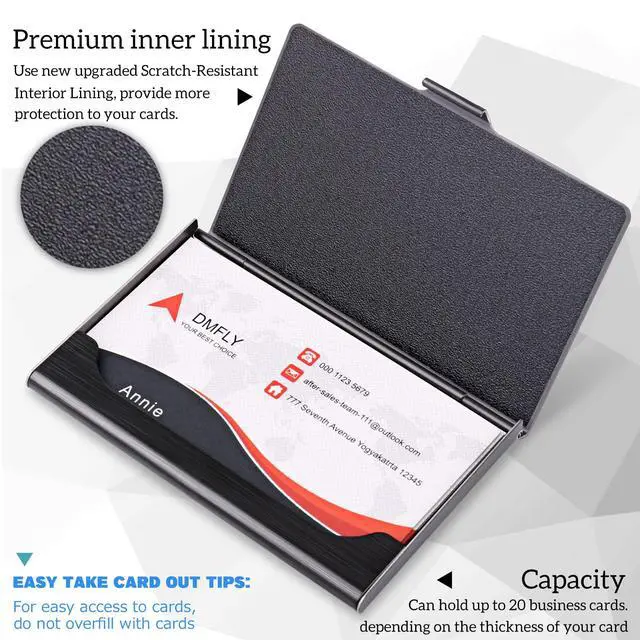 Alt view image 2 of 7 - Slim Business Card Case for Men & Women, Pocket Metal Case, Professional Stainless Steel Business Card Holders, Purse Name Card Holder, Buckle Style Shut, Black