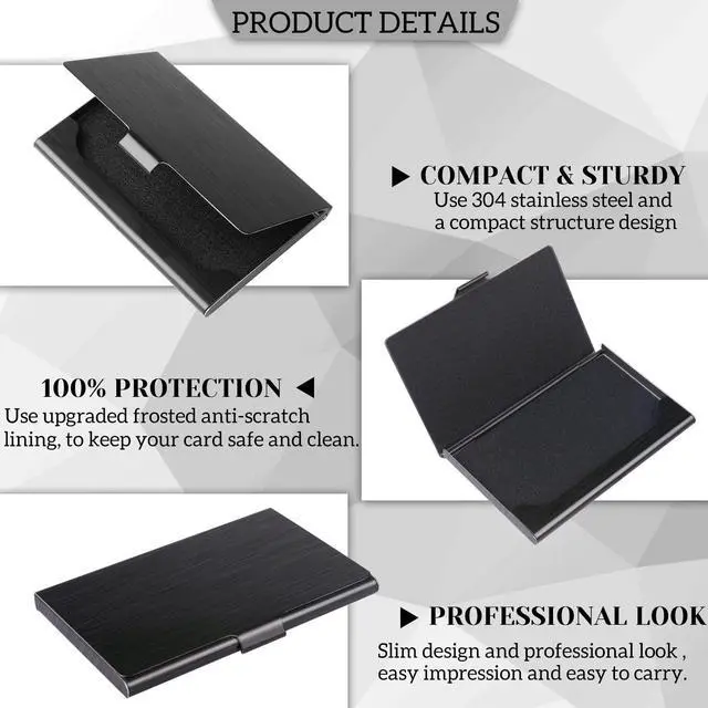 Alt view image 3 of 7 - Slim Business Card Case for Men & Women, Pocket Metal Case, Professional Stainless Steel Business Card Holders, Purse Name Card Holder, Buckle Style Shut, Black