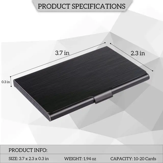 Alt view image 6 of 7 - Slim Business Card Case for Men & Women, Pocket Metal Case, Professional Stainless Steel Business Card Holders, Purse Name Card Holder, Buckle Style Shut, Black