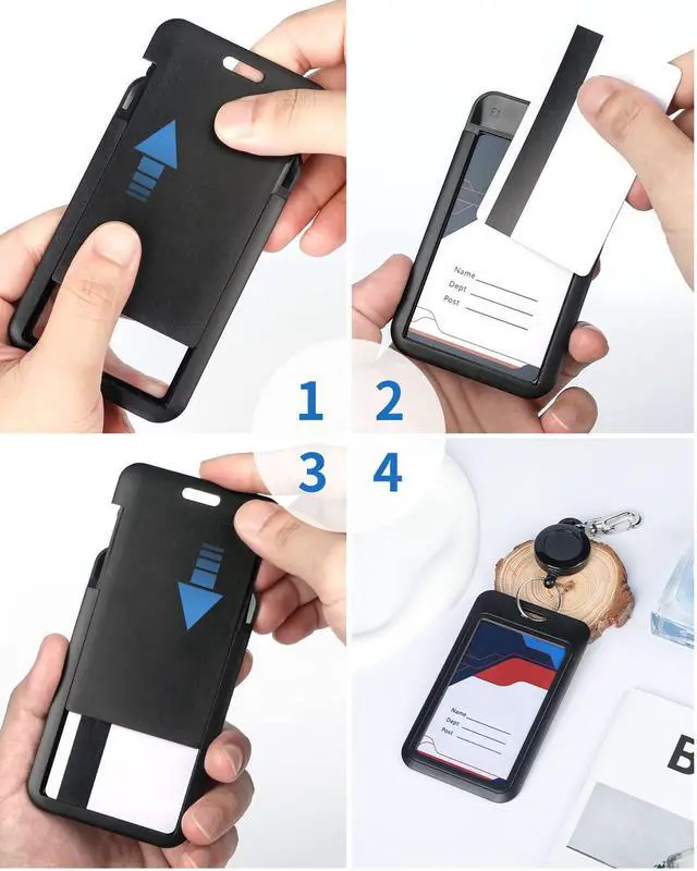 Alt view image 6 of 7 - 3 Pack Sliding Vertical Badge Holders for Office School IDs