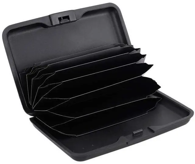 Alt view image 2 of 7 - RFID Blocking Credit Card Protector Aluminum ID Case Hard Shell Business Card Holders Metal Wallet for Men or Women (Black)