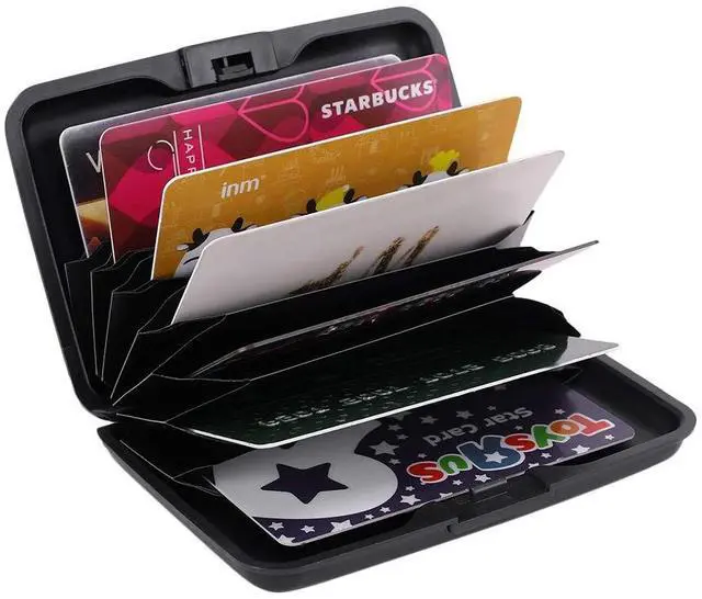 Alt view image 5 of 7 - RFID Blocking Credit Card Protector Aluminum ID Case Hard Shell Business Card Holders Metal Wallet for Men or Women (Black)