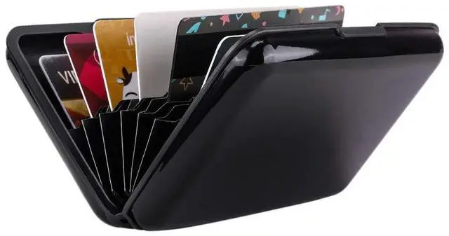 Alt view image 6 of 7 - RFID Blocking Credit Card Protector Aluminum ID Case Hard Shell Business Card Holders Metal Wallet for Men or Women (Black)