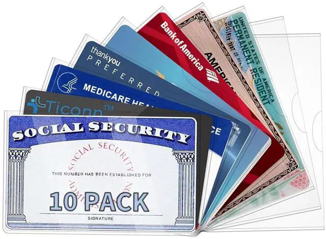 Main image of 10 Pack Social Security Card Protector Medicare New Credit Card Holder,24 Mil Soft Clear Card for Waterproof SSN Card ProtectorID/Debit/Credit Card Covers Sleeve(10)
