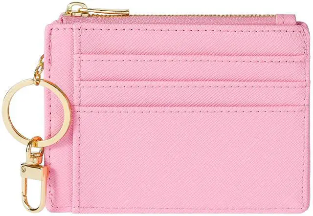 Main image of RFID Wallet Women Card Case Slim Front Pocket Wallet for Women Credit Card Holder with Keychain(CH Pink)