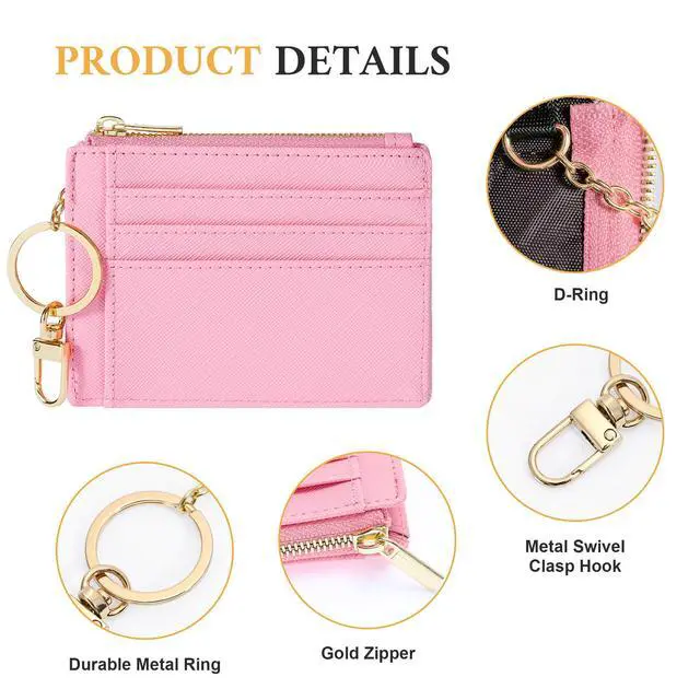 Alt view image 3 of 7 - RFID Wallet Women Card Case Slim Front Pocket Wallet for Women Credit Card Holder with Keychain(CH Pink)