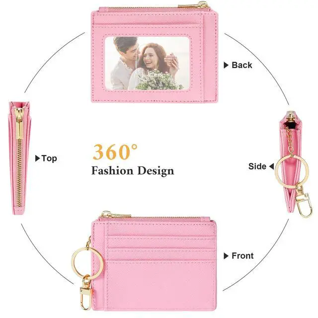 Alt view image 4 of 7 - RFID Wallet Women Card Case Slim Front Pocket Wallet for Women Credit Card Holder with Keychain(CH Pink)
