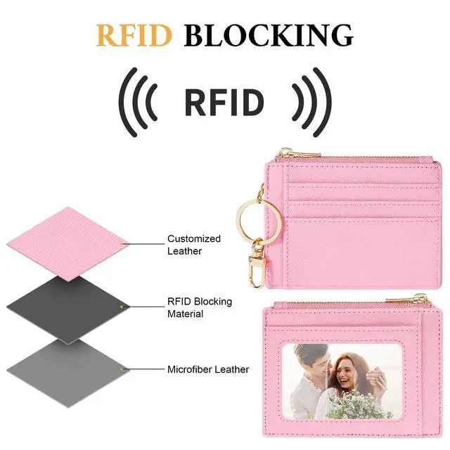 Alt view image 5 of 7 - RFID Wallet Women Card Case Slim Front Pocket Wallet for Women Credit Card Holder with Keychain(CH Pink)