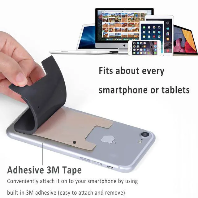 Alt view image 6 of 7 - Adhesive Card Holder, 6 Pack Silicone Credit Card Holder for iPhone, Adhesive Silicone Back of Phone Wallet,Rubber Card Holder for Phone Case for iPhone 17 16 15 14 13 Pro Max,iPad,Samsung,LG,Tablet