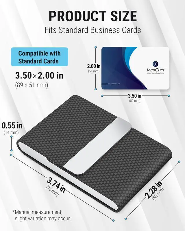 Alt view image 5 of 7 - Business Card Holder, PU Leather Business Card Case, Black Carbon