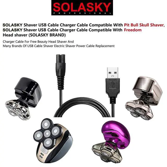 Alt view image 2 of 6 - Universal Head Shaver, USB Charging Cable for Many Brands, Compatible with Bird Freedom Skull Shaver
