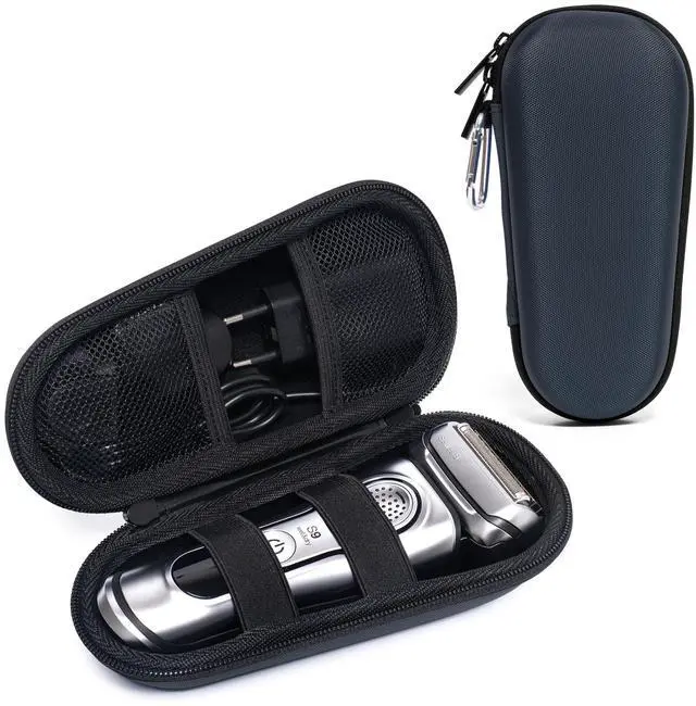 Main image of Electric Shaver Travel Case for Braun Series 3/5/6/7/8/9, Hard EVA Storage Bag with Dual Straps, Portable Protective Organizer for Men's Electric Razor, Charger & Accessories, Navy Blue