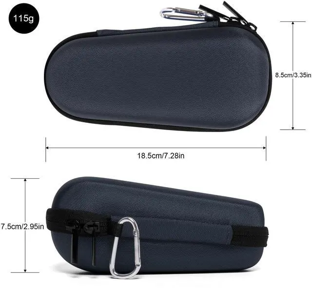 Alt view image 2 of 7 - Electric Shaver Travel Case for Braun Series 3/5/6/7/8/9, Hard EVA Storage Bag with Dual Straps, Portable Protective Organizer for Men's Electric Razor, Charger & Accessories, Navy Blue
