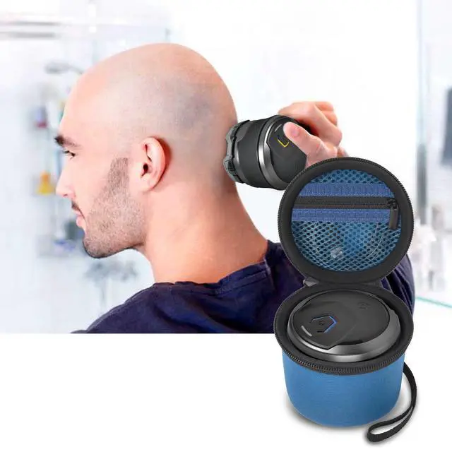 Alt view image 6 of 7 - Head Shaver Case Compatible with for Microtouch/for SOLIMPIA/for Tustaw Men Shavers, Travel Electric Razor Storage Box with Zippered Mesh Pocket for Grooming Kit (Bag Only)
