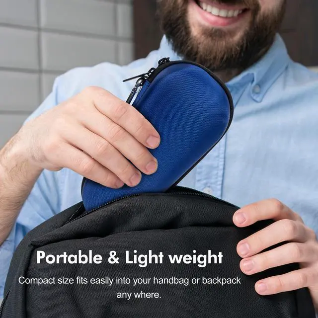 Alt view image 7 of 7 - Electric Shaver Case for Braun Series 3, Series 5, Series 7, Series 9 Electric shavers - Hard shell EVA Travel Case - Powered Shaver Protective Bag (Blue)