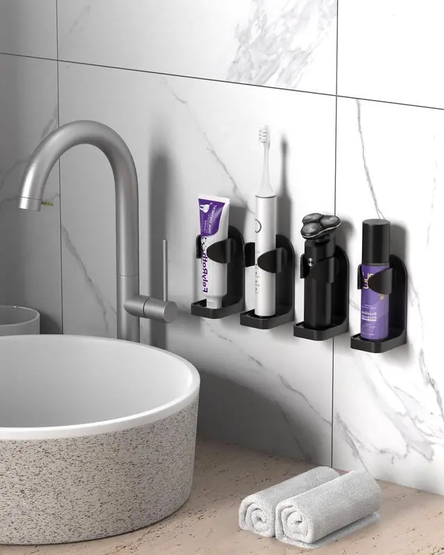 Alt view image 2 of 7 - Adjustable Electric Shaver Holder Wall Mount 2-Pack Razor Holder