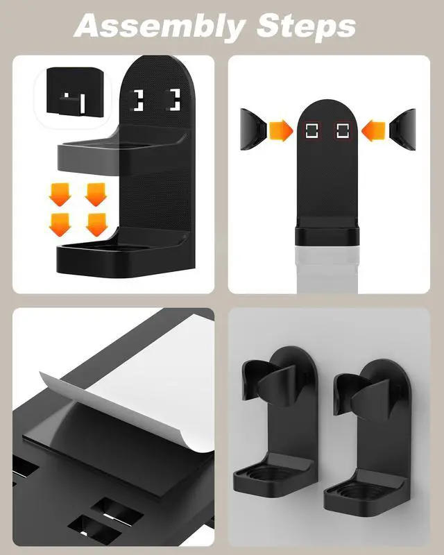 Alt view image 3 of 7 - Adjustable Electric Shaver Holder Wall Mount 2-Pack Razor Holder
