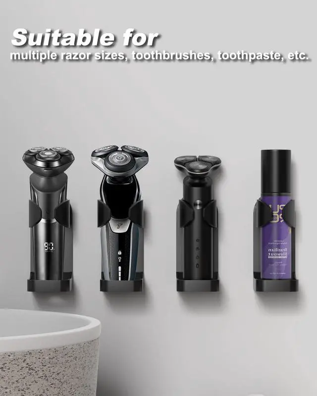 Alt view image 6 of 7 - Adjustable Electric Shaver Holder Wall Mount 2-Pack Razor Holder