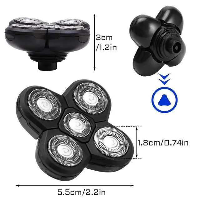 Alt view image 4 of 7 - Shaver Blade Heads, 5 Heads Beard Cutter Replacement Blade Electric Razor Shaver Head Easy Install for Head and Face (Black)