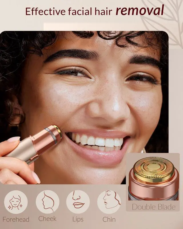 Alt view image 2 of 7 - Facial Hair Removal for Women: Painless Rechargeable Face Shaver Electric Hair Remover Device for Peach Fuzz Upper Lip Chin (Gold)