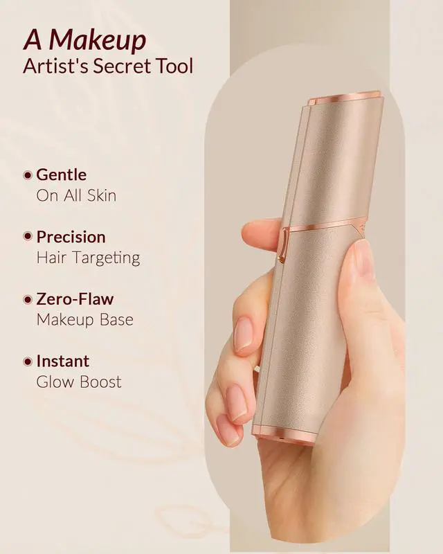 Alt view image 7 of 7 - Facial Hair Removal for Women: Painless Rechargeable Face Shaver Electric Hair Remover Device for Peach Fuzz Upper Lip Chin (Gold)