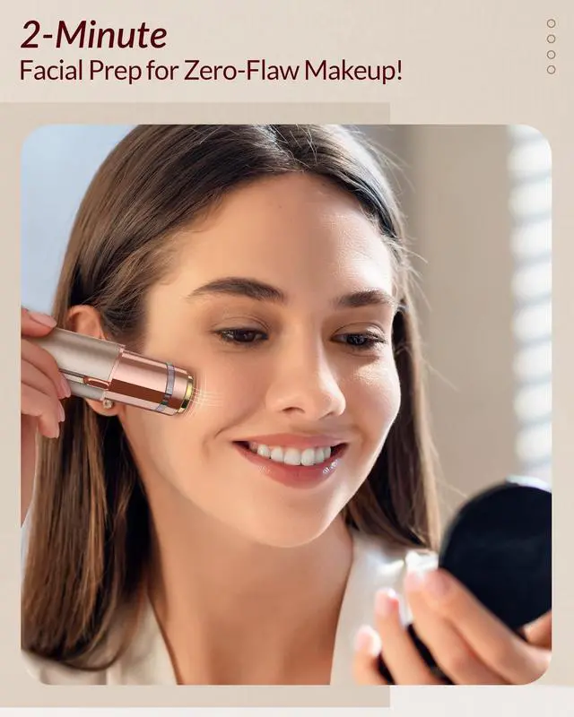Alt view image 6 of 7 - Facial Hair Removal for Women: Painless Rechargeable Face Shaver Electric Hair Remover Device for Peach Fuzz Upper Lip Chin (Gold)