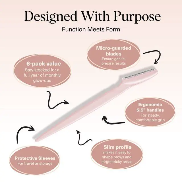 Alt view image 4 of 7 - Dermaplane Razor for Women Face Blush, 6 pcs