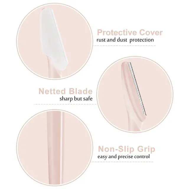 Alt view image 3 of 7 - 21 Pcs Eyebrow Razors, Face Razors Multipurpose, Exfoliating Dermaplaning Tools, Eyebrow Trimmers Shaver with Protective Cover, Facial Hair Removal for Women Men Body Use (Light Pink)
