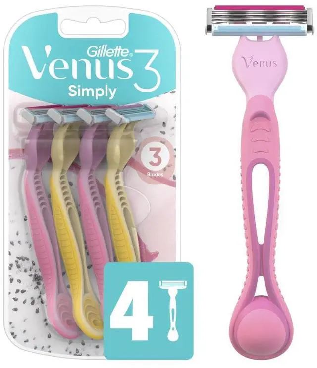 Main image of Simply 3 Dragonfruit Women's Disposable Razor, 4 Count
