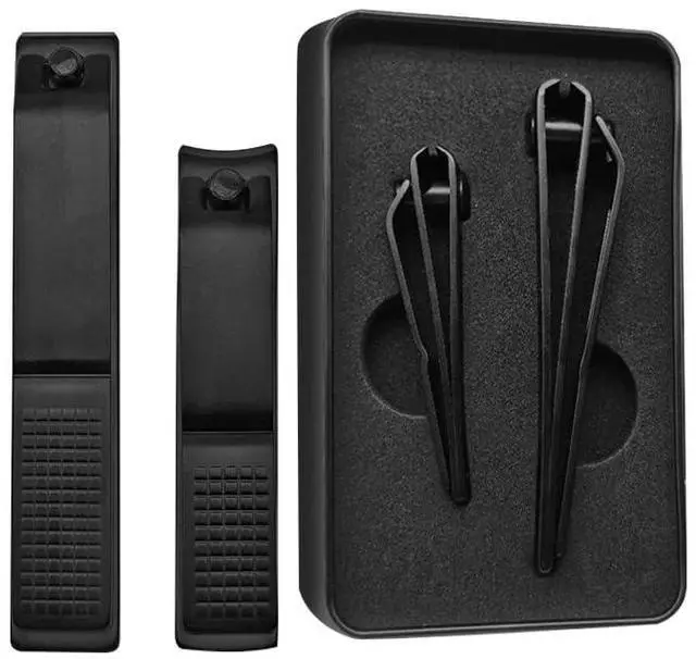 Main image of Nail Clippers Set Sharp Black Nail Cutter Fingernail Toenail Clipper with Case Large and Small 2 Piece (Black case)