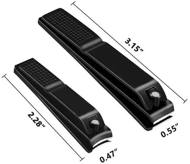 Alt view image 4 of 5 - Nail Clippers Set Sharp Black Nail Cutter Fingernail Toenail Clipper with Case Large and Small 2 Piece (Black case)