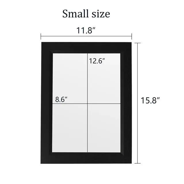Alt view image 3 of 6 - Small Rustic Black Bathroom Mirror, 11.8x15.8 Inch Wooden Frame Rectangle Wall Mirror, Hanging Horizontally or Vertically, Suitable for Living Room Bathroom Bedroom Entryway