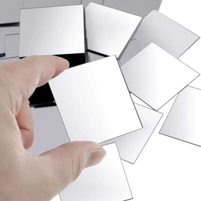 Alt view image 3 of 7 - 25 Pcs Mini Size Acrylic Square Mirror Adhesive Small Square Mirror Tiles for Crafts and DIY Projects Supplies (2 Inches)